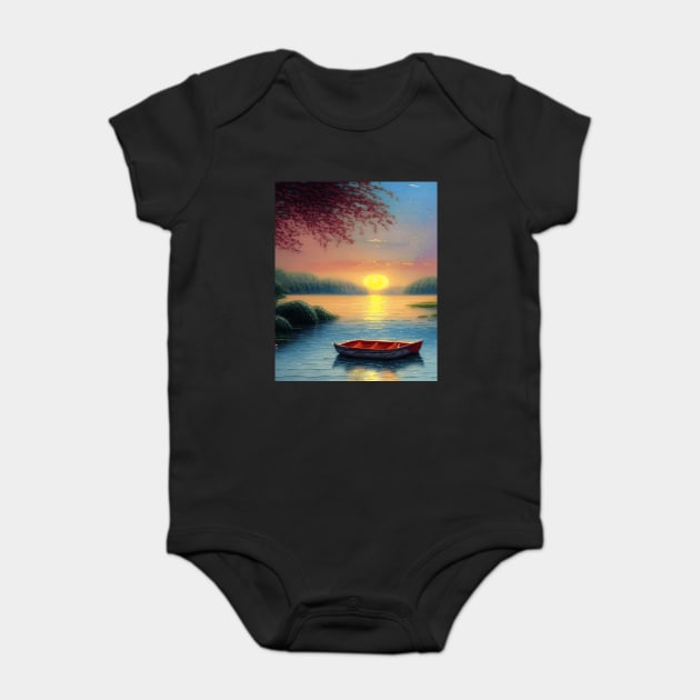 Lakeside Sunset Boat View Baby Bodysuit by The WYLD Tribe